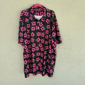 U Suck At Golf Floral Polo Shirt Mens 3XL Black Pink Hibiscus Golf Short
